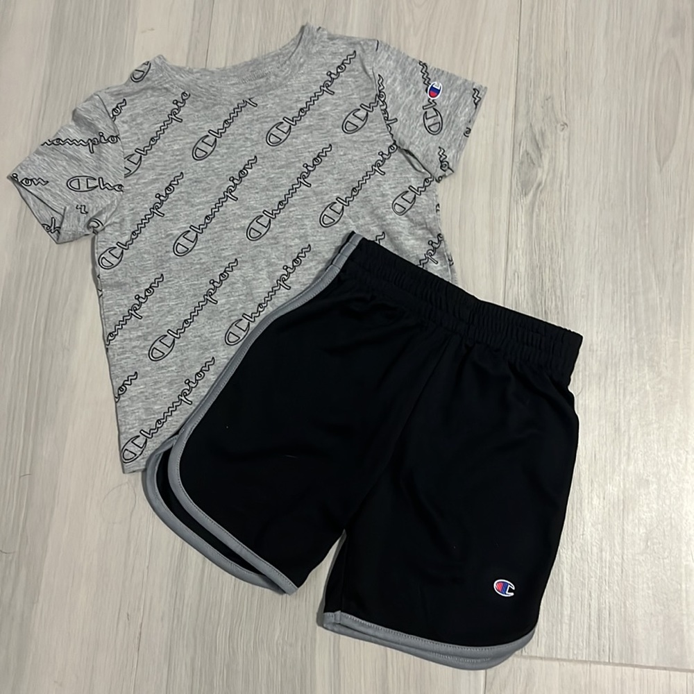 Champion Boy Toddler Shirt and Basketball Shorts Set Grey and Black Size 4T